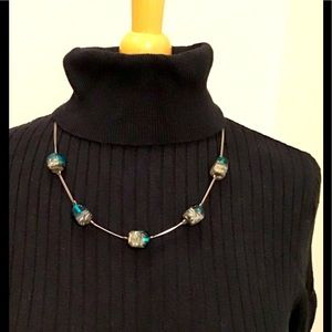 Artisan Silver and Glass Bead Necklace Made in Israel